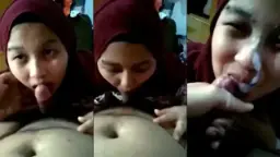 Jilbabnya Basah Kena Muncratan Crot Di Wajah